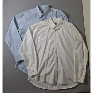 Jaymes Los Angeles Dress Shirt  Mens XL White Blue Button Down LS Lot of 2 EUC